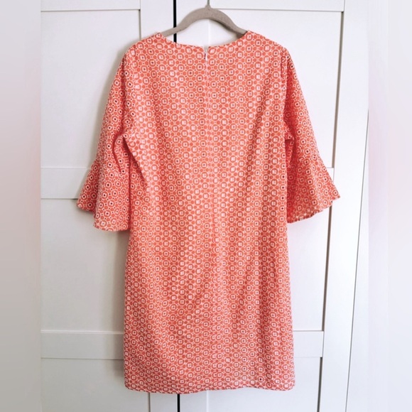 Jude Connally Orange and white bell sleeve dress size medium - Picture 2 of 6